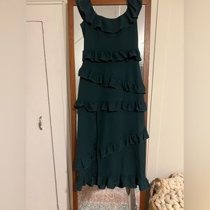 Show Me Your MuMu Dark Green Ruffle Maxi Dress